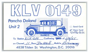 Postcard QSL Radio Card From Washington D. C. KLV 0149 