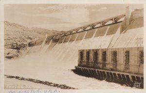 Grand Coulee Dam Washington Real Photo 1932 USA Postcard