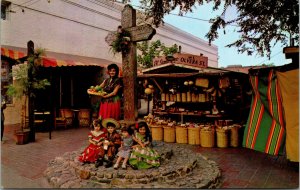 Vtg 1960s Olvera Street Market Old Plaza Los Angeles California CA Postcard