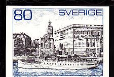 Sweden Ship Stamp,Slania Postcard 