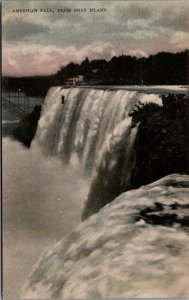 USA Niagara Falls American Fall From Goat Island New York Vintage Postcard 09.94