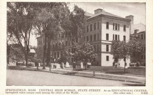 Vintage Postcard 1910's Central High School State Street Springfield MA