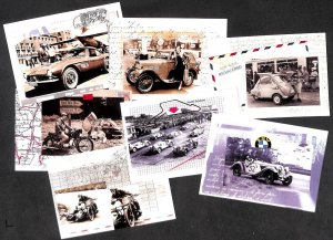 Lot of 7 BMW Mobile Tradition autos postcards Isetta Roadster motorcycle race 