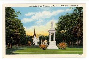 NH - Newport. The Common, Soldiers' Monument, First Baptist Church