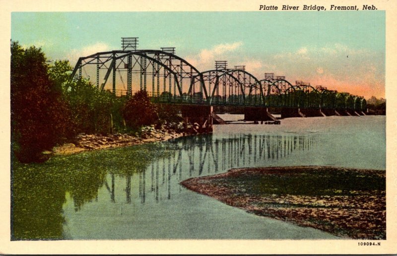 Nebraska Fremont Platte River Bridge Curteich