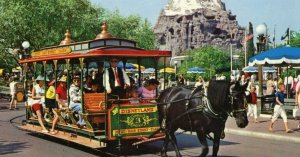 Postcard View of Horse Drawn Streetcar at Disneyland, CA.        S5