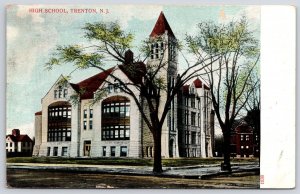 1906 High School Trenton New Jersey Campus Building Outside View Posted Postcard