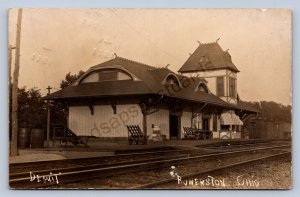 J87/ Bowerston Ohio RPPC Postcard c1910 Cadiz Railroad Depot  816