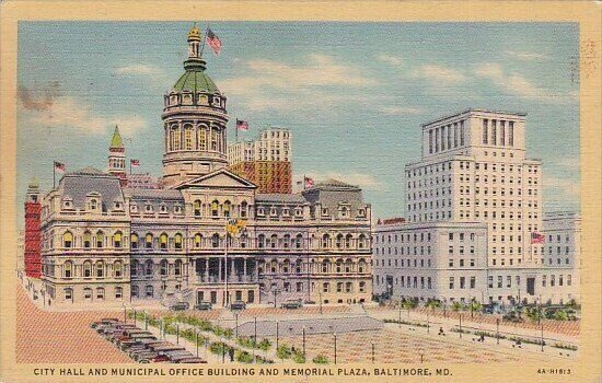 City Hall And Municipal Office Building And Memorial Plaza Baltimore Maryland...