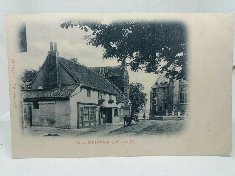 Old Chiswick Burlington Arms Pub & Church New Vintage Antique Postcard c1900