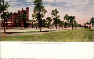 Vtg 1900s Potter Palmer's Residence & Lake Shore Drive Chicago IL Postcard