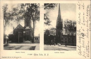 Glens Falls New York NY Baptist and Catholic Church Churches c1910 Postcard