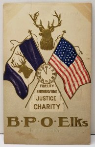BPO Elks Fidelity Brotherly Love Justice Charity 1907 Hazeleton Pa Postcard C6