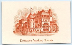 Downtown AMERICUS, Georgia GA ~ WINDSOR HOTEL as seen in 1892 ~ Repro Postcard