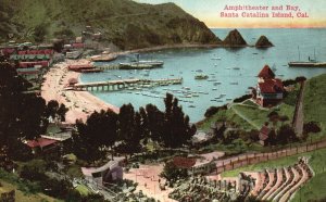 Vintage Postcard Amphitheater and Bay Santa Catalina Island California Souvenir