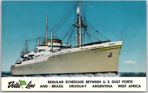 1950's Ship Velta Line Bet. U.S. Gulf Ports & Brazil Uruguay Argentina Postcard