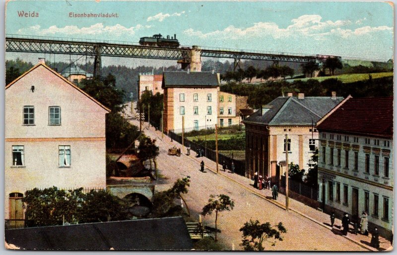 Eisenbahnviaduckt Altenbeken Germany Mainroad & Buildings Below Postcard