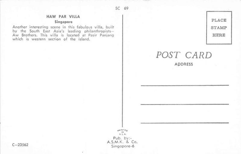 Singapore China A. S. M. K. & Co. Number SC 69 Postcard
