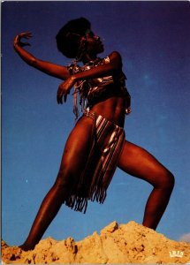 VINTAGE CONTINENTAL SIZE POSTCARD AFRICAN FOLK YOUNG DANCER c. 1980