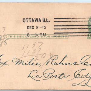 1915 Ottawa, IL King & Hamilton Company Invoice Receipt Form Postcard ILL A169