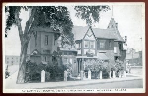 h1554  MONTREAL Quebec Postcard 1940s Restaurant Au Lutin Qui Bouffe Advertising