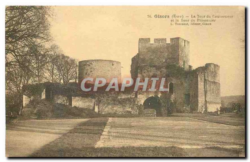 Old Postcard Gisors Eure Tower of the Governor and the Tower of Prisoner