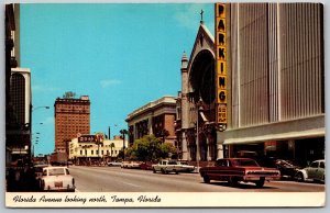 Vtg Tampa FL Florida Avenue Street View Old Cars 1960s Postcard