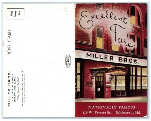 c1960's Miller Bros. Restaurant Baltimore Maryland MD Unposted Vintage Postcard