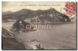 Old Postcard San Sebastian Isla de Santa Clanta y Monte Igueldo