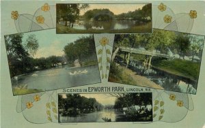 Lincoln Nebraska Epworth Park Scenes Downs 1914 Postcard 21-11919