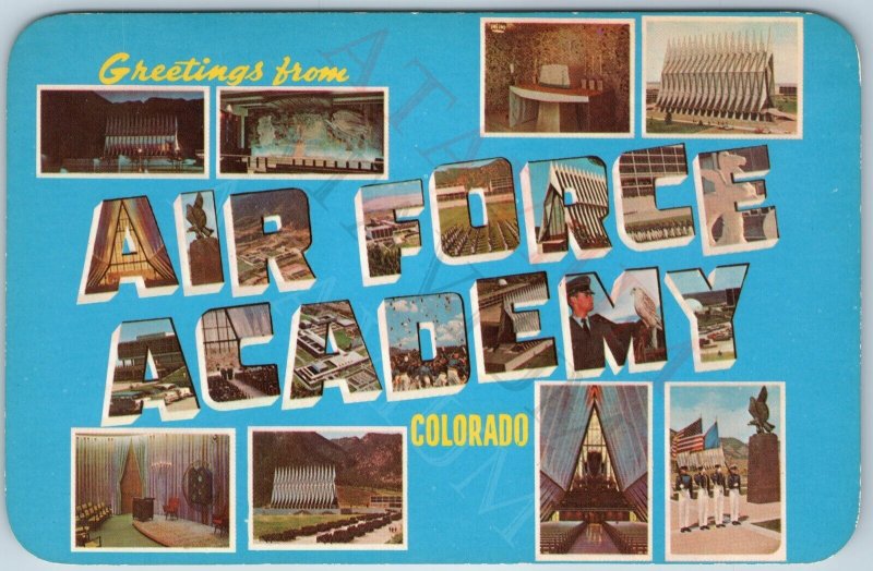 c1950s Air Force Academy, El Paso County CO Greetings Bubble Letter Text PC A201