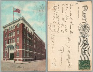 POTTSVILLE PA Y.M.C.A. 1909 ANTIQUE POSTCARD AMERICAN FLAG