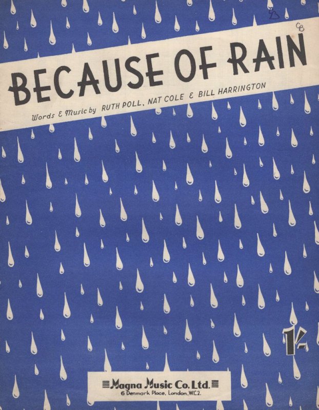 Because Of Rain Nat King Cole 1950s Sheet Music