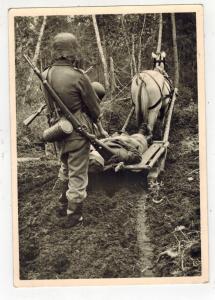 Mint WW 2 Germany Waffen SS Postcard Nord Division Karalia Wounded Soldier Horse