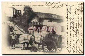 Old Postcard Folklore Basque Country Home and Basque hitch Oxen