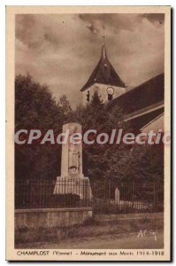 Postcard Old Champlost Yonne War Memorial