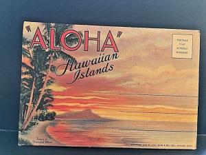 Postcard  Aloha Hawaiian Islands Fold  Out Souvenir. (18)      W1