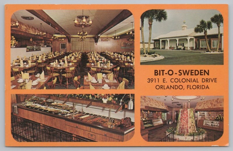 Orlando Florida~Bit-O-Sweden Smorgasbord~Dining Room~Buffet~Vintage Postcard