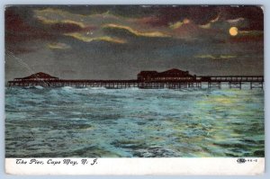 1910 CAPE MAY NJ MOONLIGHT OVER THE PIER FROM MAE COTTAGE #301 BROADWAY POSTCARD