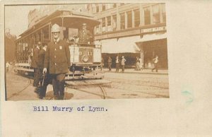 Lynn MA Storefronts Bill Murry Deputy Chief Trolley #11 RPPC Postcard 