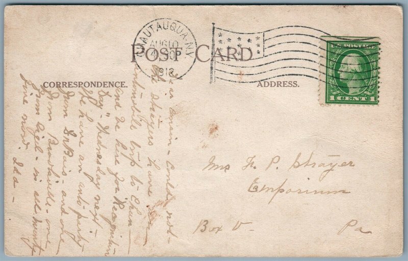 CHAUTAUQUA NY RUSTIC BRIDGE 1912 ANTIQUE POSTCARD