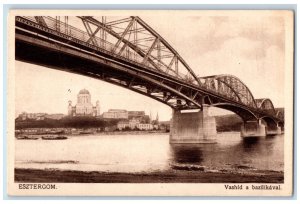 Esztergom Hungary Postcard Bridge Vashid at the Basilica c1930's Antique