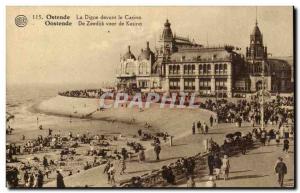 Old Postcard Belgium Ostend The dike at the casino