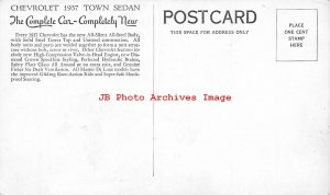Advertising Postcard, 1937 Chevrolet Town Sedan