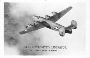 RPPC B-24 CONSOLIDATED LIBERATOR Long Range Army Bomber WWII Vintage Postcard