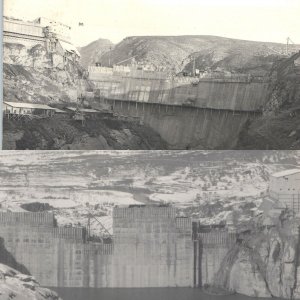 x2 SET c1910s Unknown Europe Dam Construction SHARP RPPC Real Photo Crane A146