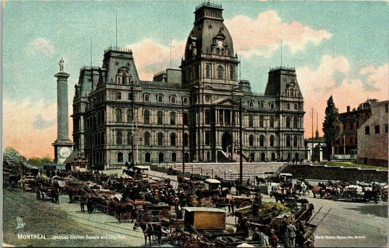 Montreal Jacques Cartier Square City Hall Canada Antique Postcard DB UNP Unused 