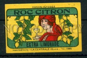 500476 BELGIUM ROC CITRON limonade ADVERTISING Old match label