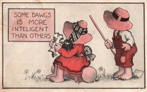 Vintage Postcard 1910's Some Dogs Are More Intelligent Than Others Comic Card