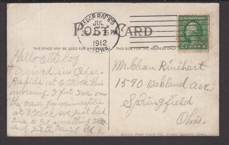 Iowa Cedar Rapids - Cedar River at Ellis Park pm1912 - DB